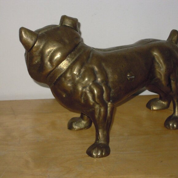 Vintage Cast 60/70s Bronze Metal Bulldog Dog Piggy Coin Still Bank 6" high - Picture 4 of 6